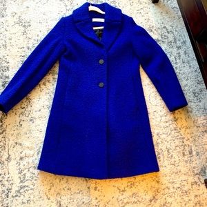 Tahari Tessa Bouclé Royal Blue Wool Coat
